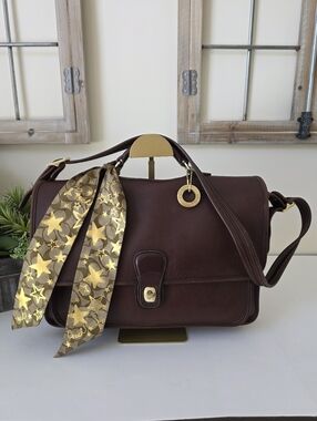 Vintage Coach Metropolitian Briefcase/Crossbody Mahagony Leather USA + Twilly